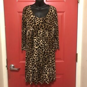 Michael Kors Brown Leopard Long Sleeve Dress